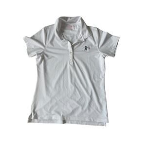Peter Millar Women's White Short Sleeve Polo w/ Witch Logo‎ size Medium UPF 50+